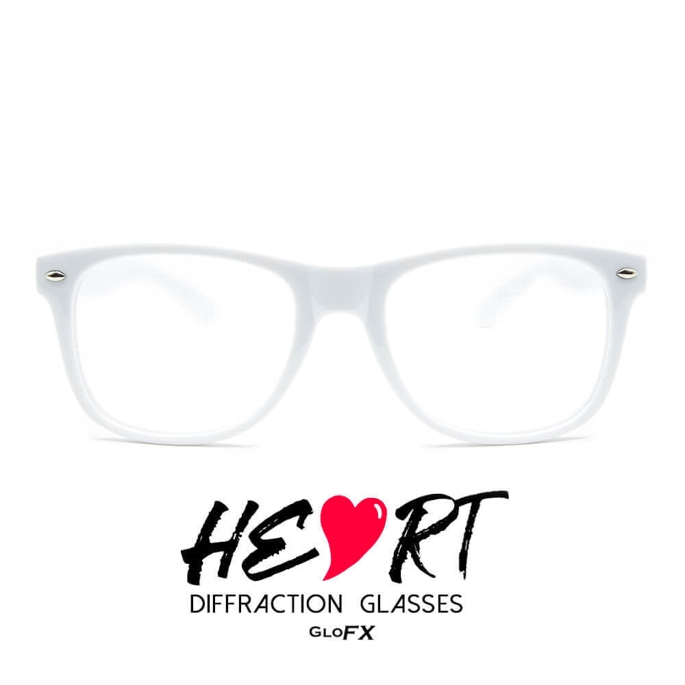 GloFX Heart Effect Diffraction Glasses – White