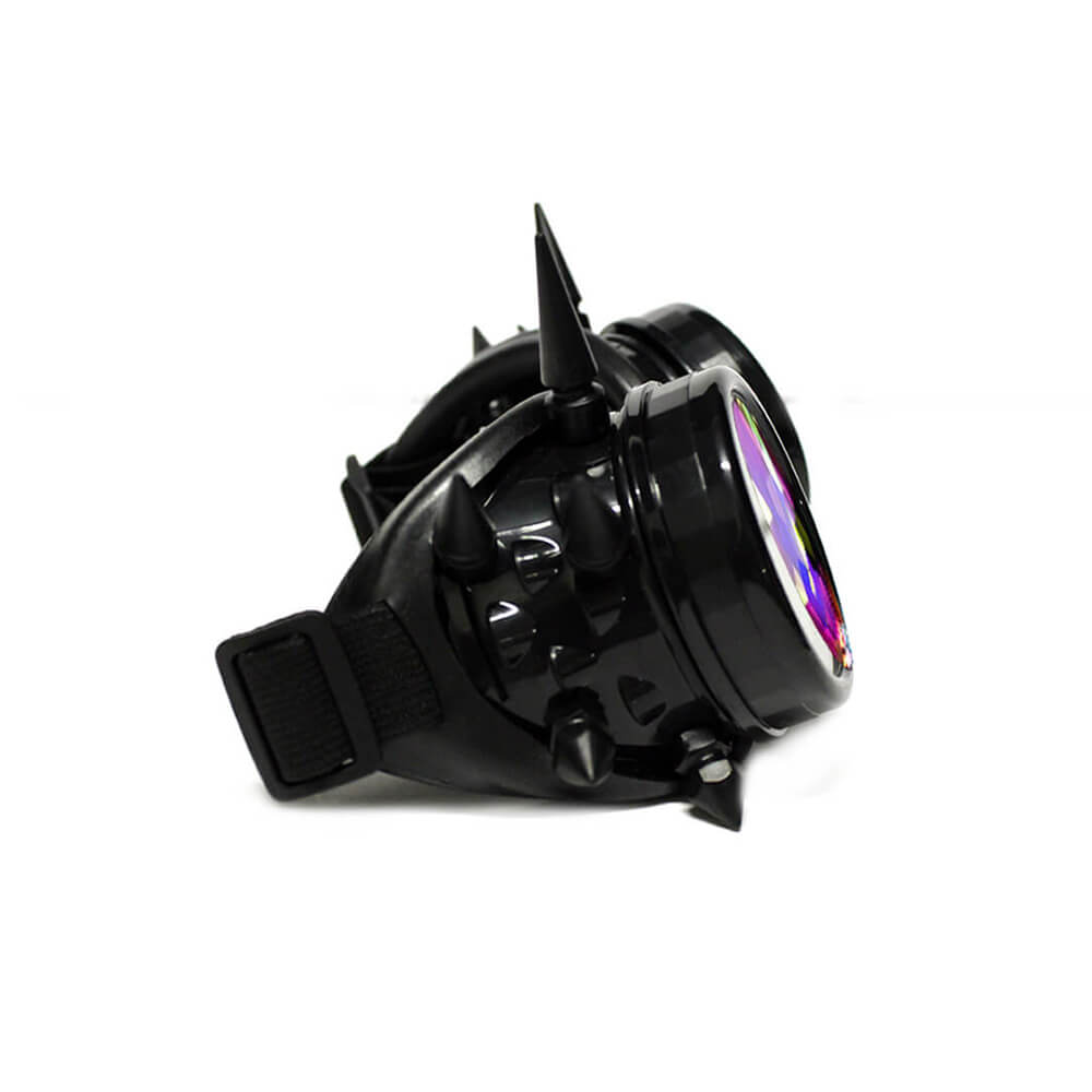 GloFX Kaleidoscope Goggles - Black Spike - Rainbow Fractal