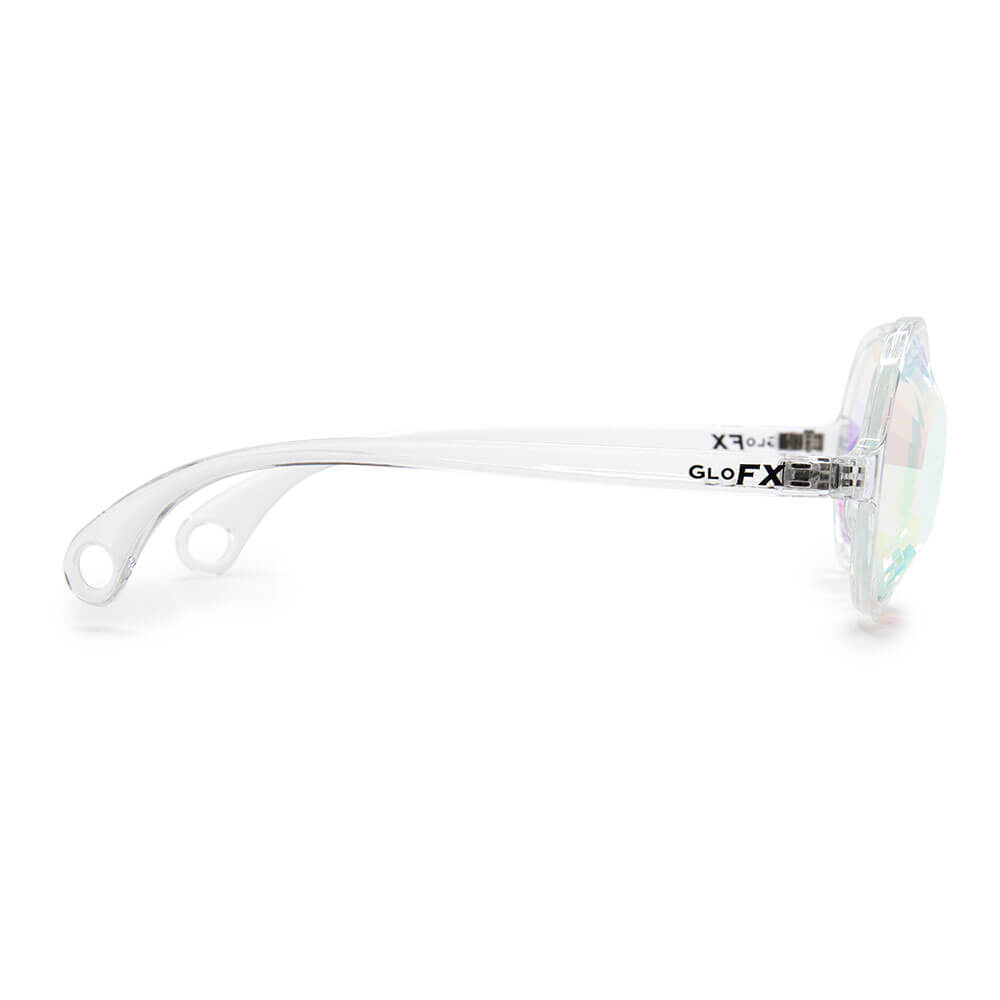 GloFX Kaleidoscope Glasses - Clear - Wormhole Flat Back