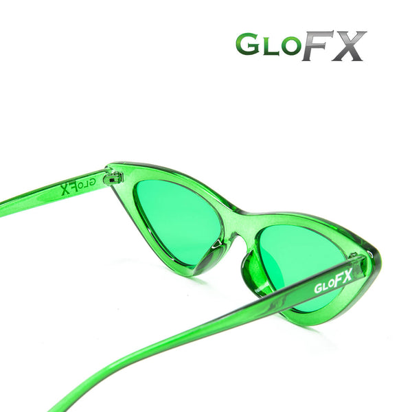 GloFX Cat Eye Colour Therapy Glasses - Green