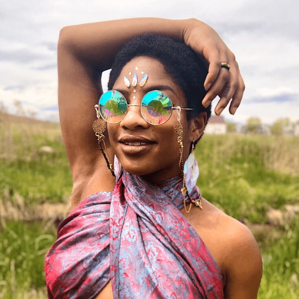 GloFX Imagine Kaleidoscope Glasses Silver Wormhole The Rave Cave