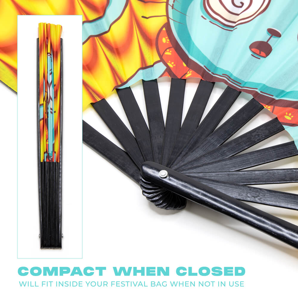 GloFX Festival Folding Fan - Trippy Kitty