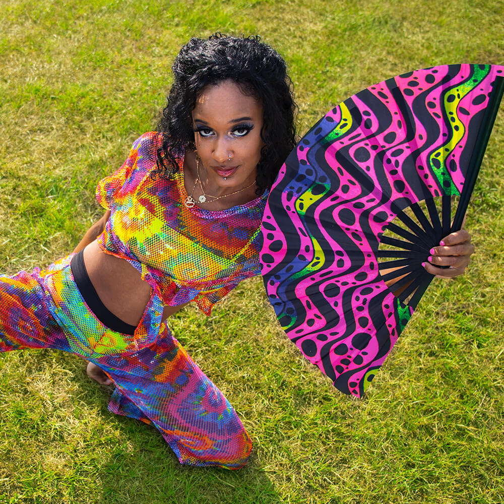 GloFX Festival Folding Fan - Heat Wave