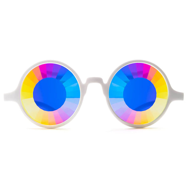 GloFX Kaleidoscope Glasses - White - Wormhole Flat Back