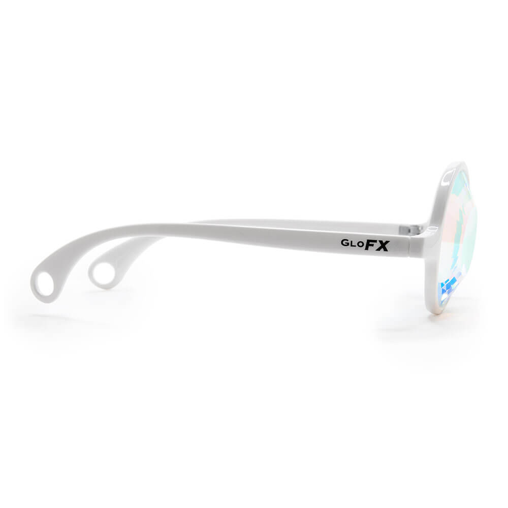 GloFX Kaleidoscope Glasses - White - Wormhole Flat Back